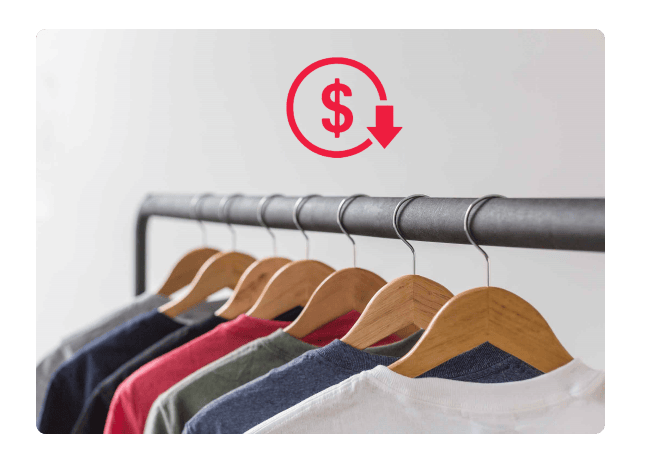 clothing with price tags