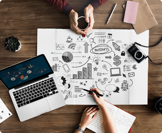 two_people_are_having_a_business_strategy_meeting_with_laptop_and_notebook