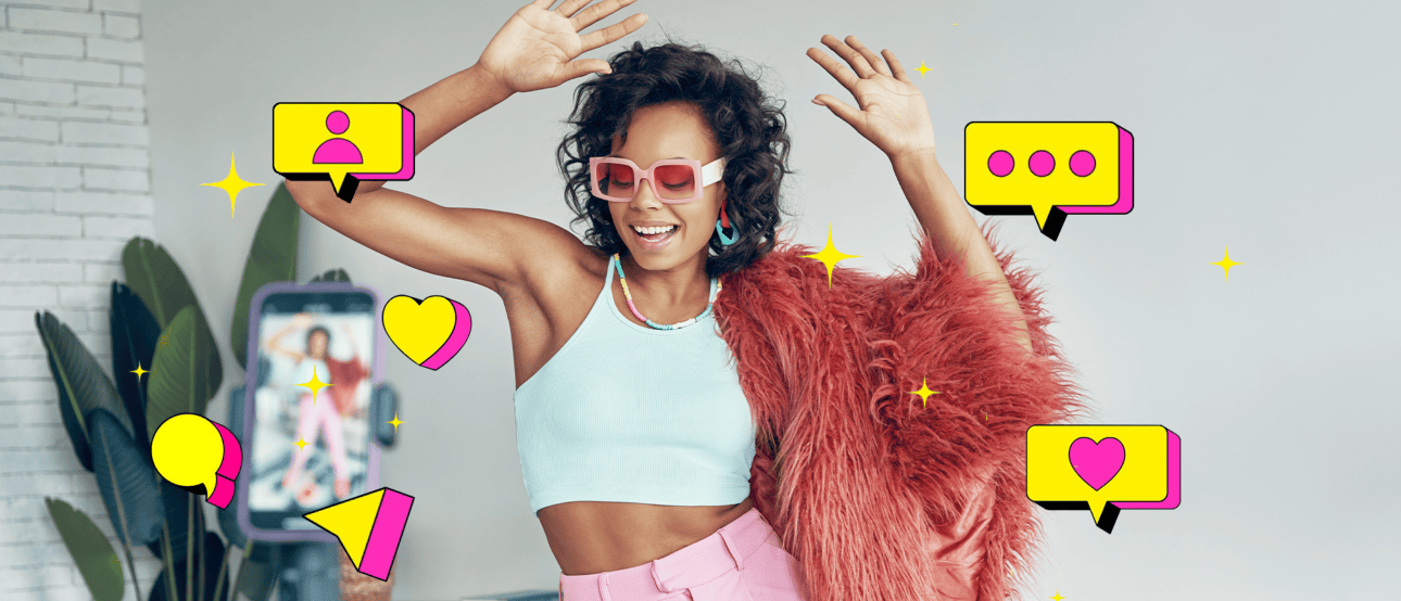 a_woman_in_sunglasses_and_a_fur_jacket_is_dancing_for_livestream